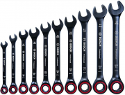 Bosch Professional 1600A016BU 10-teiliger Ring Maulschl&uuml;ssel Satz mit Ratschenfunktion 8-19 mm