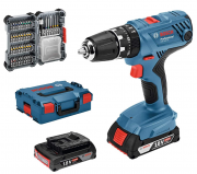 Bosch Professional 18V System Akku Schlagbohrschrauber GSB 18V-21 mit 2x 2,0 Ah Akku, 40tlg. Zubeh&ouml;r