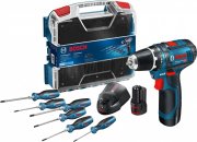 Bosch Professional Akku Bohrschrauber PS GSR 12V-15, 2x2,0Ah + 6x Schraubendreher