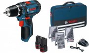Bosch Professional Akkuschrauber GSR 12V-15 mit 2x2, 0 Akku und 39tlg. Zubeh&ouml;r-Set