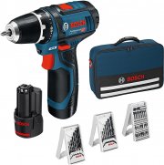 Bosch Professional GSR 12V-15 12V Akkuschrauber inkl. 2x2,0 Akku + Ladeger&auml;t + 39tlg.-Zubeh&ouml;r-Set