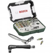 Bosch Promoline 27-teiliges Schrauberbit-Set mit Ratsche und Winkelschrauber-Handgriff