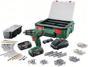 Bosch PSR 1800 LI Akku Bohrschrauber 18V 1.5Ah Li-Ion + 2x Akkus im Koffer mit 241tlg. Zubeh&ouml;r