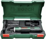 Bosch PushDrive 3,6 Volt Akkuschrauber inkl. 32 Bits und Micro-USB-Lader