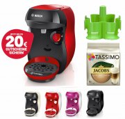 Bosch TASSIMO Happy Hei&szlig;getr&auml;nkemaschine + 20 EURO Gutschein + TDisc + Spender 