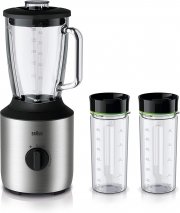 Braun SIJB 3272 SI PowerBlend Standmixer mit 1,5 l Glas-Mixaufsatz inkl. 2 Smoothie2Go Flaschen