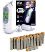 Braun ThermoScan 7 Infrarot Ohrthermometer IRT6520 + 20 St&uuml;ck AmazonBasics Batterien