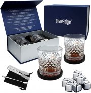 Bravedge Whisky Gl&auml;ser Steine Geschenkset inkl. Edelstahl-Eisw&uuml;rfel