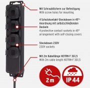 Brennenstuhl 1159960 - 4-Fach IP44 Outdoor Steckdosenverteiler 