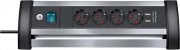 Brennenstuhl Alu-Office-Line 4-fach Steckdosenleiste mit 2 USB Ladebuchsen