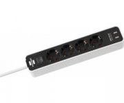 Brennenstuhl Steckdosenleiste Ecolor 4-Fach mit USB 1,5m Kabel wei&szlig;/schwarz