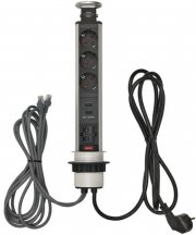 Brennenstuhl Tower Power versenkbare 3 fach Einbausteckdose mit USB LAN Ports