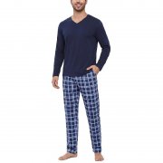 Bresdk Herren Schlafanzug V-Ausschnitt Karierte Hose f&uuml;r 16,99&euro;