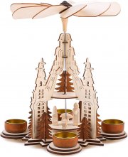 Brubaker 2 Etagen Weihnachtspyramide Kathedrale 29 cm aus Holz mit Maria, Josef und Jesus
