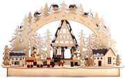 BRUBAKER 3D LED Schwibbogen - Winterlandschaft mit Holzarbeitern 43,5 x 26,8 x 10,1 cm Handbemalt