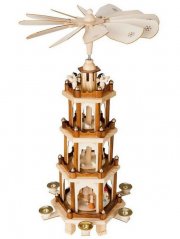 BRUBAKER 4 Etagen Holzpyramide 60 cm H&ouml;he mit handbemalten Figuren