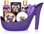 BRUBAKER Beautyset Lila Bl&uuml;tenzauber - Bade- und Duschset - 7 tlg. Geschenkset in Glitzer Stiletto