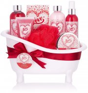 BRUBAKER Cosmetics Bade- und Dusch 8-teiliges Geschenkset Love Kirschbl&uuml;te in dekorativer Wanne