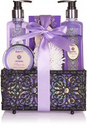 BRUBAKER Cosmetics Bade- und Dusch Set Lavendel Magnolien Duft - 7-teiliges Geschenkset