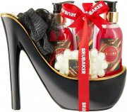 BRUBAKER Luxus Erdbeer und Kokosmilch Beautyset - 5 tlg. Bade Geschenkset in Keramik Stiletto