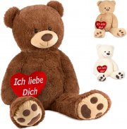 Brubaker XXL Teddyb&auml;r 100 cm gro&szlig; Beige mit einem Ich Liebe Dich Herz Stofftier