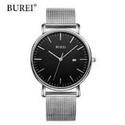 BUREI Herren Uhren Ultra D&uuml;nne Schwarze Minimalistische Quartz f&uuml;r 29.99&euro; statt 39.99&euro;