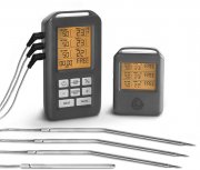Burnhard Digitales Funk Grillthermometer mit 4 Temperaturf&uuml;hlern mit 30 Meter Reichweite