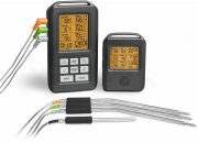 Burnhard Digitales Funk Grillthermometer mit 4 Temperaturf&uuml;hlern mit 30 Meter Reichweite