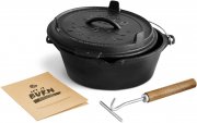 BURNHARD Dutch Oven Pre-Seasoned 5,6 Liter Gusseisen Feuertopf mit Deckelheber