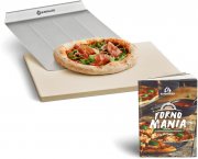 BURNHARD Pizzastein und Pizzaschaufel f&uuml;r Backofen, Gasgrill & Holzkohlegrill