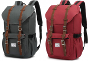 CALIYO Rucksack im Retro Design mit 15" Notebookfach grau oder rot