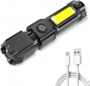 CalmGeek Wiederaufladbare LED-Taschenlampe mit Seitenlicht und 3 Beleuchtungsmodi