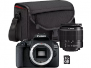 CANON EOS 2000D Kit Spiegelreflexkamera + 18-55 mm Objektiv + Tasche SB130 + 16GB Speicherkarte