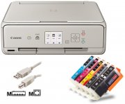 Canon PIXMA TS5053 Tintenstrahl-Multifunktionsger&auml;t + 5 kompatible Patronen + USB-Kabel 