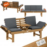 Casaria 3-Sitzer Akazienholz Gartenbank 200x45x76cm inkl. Auflagen und Kissen
