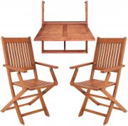 Casaria 3-teiliges Balkon und Terrassenm&ouml;bel Set aus Akazienholz