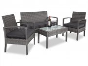 Casaria 4-teilige Polyrattan Garten-Sitzgruppe inkl. Auflagen