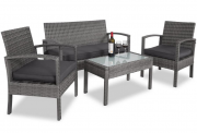 Casaria 4-teilige Polyrattan Garten-Sitzgruppe inkl. Auflagen