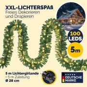 Casaria 5 Meter Weihnachtsgirlande mit 100 LEDs inkl. Fernbedienung