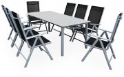 Casaria Bern 9-teilige Aluminium Sitzgruppe mit 7- Fach verstellbaren Hochlehner St&uuml;hlen