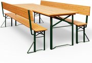 Casaria Bierzeltgarnitur mit R&uuml;ckenlehne und Tisch 170x70x75cm