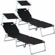 Casaria Hawaii 2er-Set Sonnenliegen Anthrazit Alu 195x60x30cm
