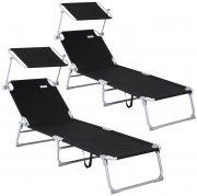 Casaria Hawaii 2er-Set Sonnenliegen Anthrazit Alu 195x60x30cm