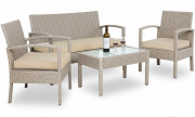 Casaria Polyrattan Garten-Sitzgruppe f&uuml;r 4 Personen inkl. Tisch und Auflagen