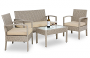 Casaria Polyrattan Garten-Sitzgruppe f&uuml;r 4 Personen inkl. Tisch und Auflagen