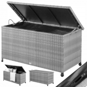 Casaria Polyrattan Gartenbox Grau 117x53x60cm mit Griffen & Rollen