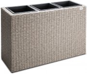 Casaria Polyrattan Pflanzkasten mit 3 Innent&ouml;pfe 83x30,5x60cm