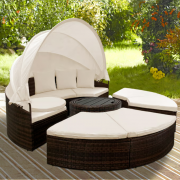 Casaria Polyrattan Sonneninsel mit Sonnendach inkl. Teleskoptisch, Kissen und Sitzauflagen