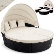 Casaria Polyrattan Sonneninsel und Sitzgruppe mit Faltdach inkl. Sitzauflagen