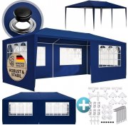 Casaria Rimini Pavillon blau 3x6m UV-Schutz 18m&sup2; Wasserabweisend 6 Seitenteile